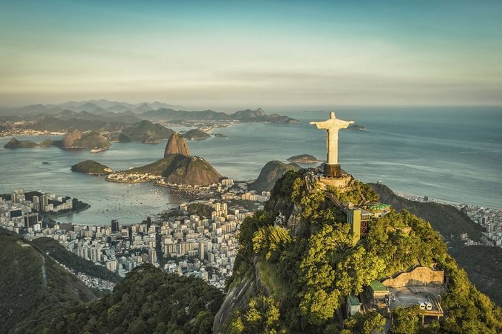 Rio de janeiro - Letecký pohled na Krista Vykupitele a horu Corcovado, Rio De Janeiro, Brazílie
