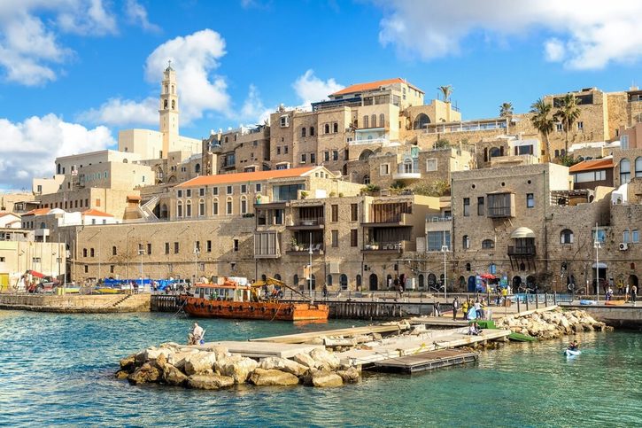 Ashdod - Panoramatický pohled na staré město Jaffa a přístav