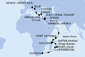 Jihoafrická republika, Reunion, Mauricius, Madagaskar, Seychely, Jordánsko, Egypt, Řecko, Chorvatsko, Itálie z Durbanu na lodi MSC Armonia
