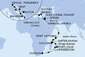 Jihoafrická republika, Reunion, Mauricius, Madagaskar, Seychely, Jordánsko, Egypt, Řecko, Chorvatsko, Itálie, Černá Hora z Durbanu na lodi MSC Armonia