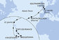 Velká Británie, Francie, Portugalsko, Antigua a Barbuda, Svatý Vincenc a Grenadiny, Barbados, Martinik ze Southamptonu na lodi MSC Meraviglia