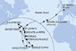 Francie, Portugalsko, Antigua a Barbuda, Svatý Vincenc a Grenadiny, Barbados, Martinik, Guadeloupe, Svatý Martin, Svatý Kryštof a Nevis, Dominika z Le Havru na lodi MSC Meraviglia