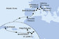 Itálie, Francie, Španělsko, Maroko, Antigua a Barbuda, Svatý Martin, Svatý Kryštof a Nevis, Dominikánská republika z Janova na lodi MSC Opera