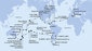 Argentina, Zámořské území Velké Británie, Chile, Francouzská Polynésie, Cookovy ostrovy, Nový Zéland, Austrálie, Nová Kaledonie, Vanuatu, Samoa, Americká Samoa, USA, Mexiko, Kostarika, , Panama, Dominikánská republika, Britské Panenské ostrovy, Svatý Martin, Španělsko, Itálie z Buenos Aires na lodi MSC Magnifica