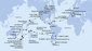 Argentina, Zámořské území Velké Británie, Chile, Francouzská Polynésie, Cookovy ostrovy, Nový Zéland, Austrálie, Nová Kaledonie, Vanuatu, Samoa, Americká Samoa, USA, Mexiko, Kostarika, , Panama, Dominikánská republika, Britské Panenské ostrovy, Svatý Martin, Španělsko, Itálie, Francie z Buenos Aires na lodi MSC Magnifica