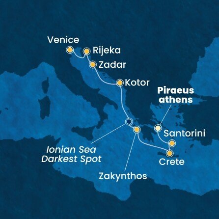 Řecko, Černá Hora, Chorvatsko, Itálie z Pirea na lodi Costa Deliziosa