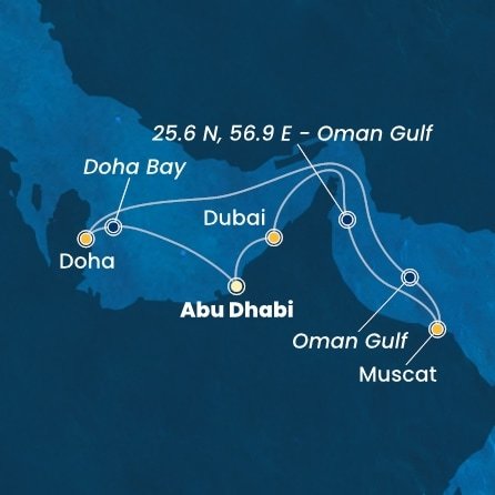 Spojené arabské emiráty, Omán, , Katar z Abu Dhabi na lodi Costa Toscana
