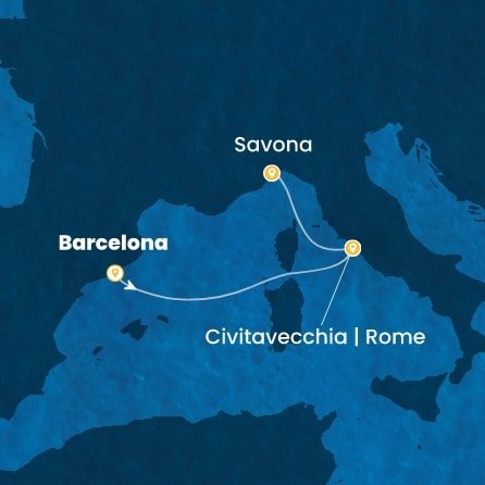 Španělsko, Itálie z Barcelony na lodi Costa Smeralda