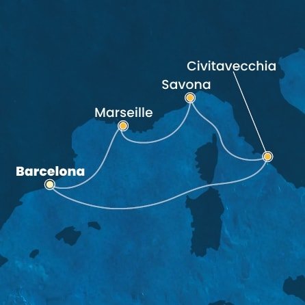 Španělsko, Itálie, Francie z Barcelony na lodi Costa Smeralda
