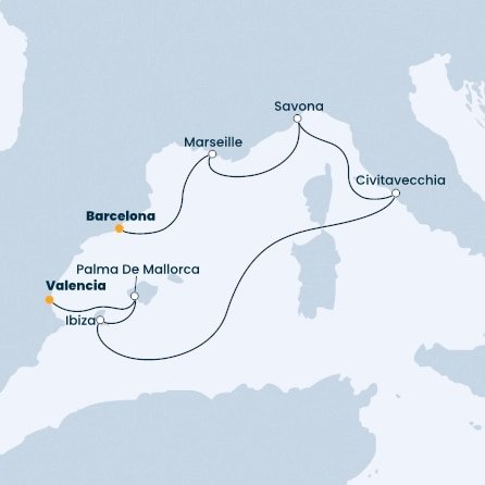 Španělsko, Francie, Itálie z Barcelony na lodi Costa Diadema