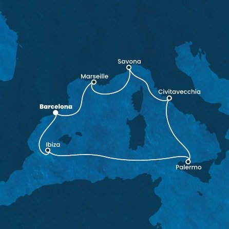 Španělsko, Itálie, Francie z Barcelony na lodi Costa Toscana