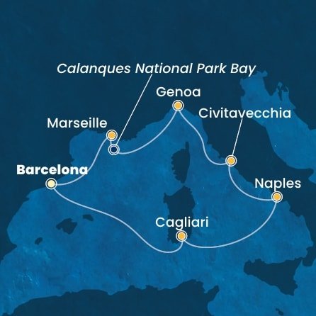 Španělsko, Itálie, Francie z Barcelony na lodi Costa Smeralda