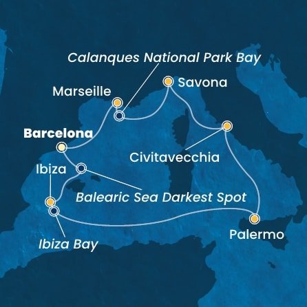 Španělsko, Itálie, Francie z Barcelony na lodi Costa Smeralda