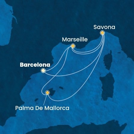 Španělsko, Francie, Itálie z Barcelony na lodi Costa Diadema