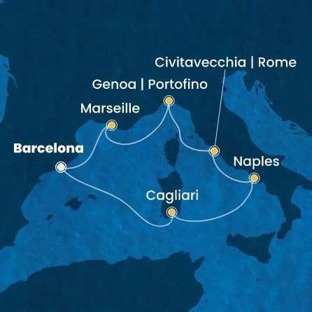 Španělsko, Itálie, Francie z Barcelony na lodi Costa Smeralda