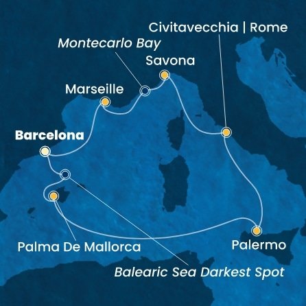 Španělsko, Itálie, Francie z Barcelony na lodi Costa Toscana