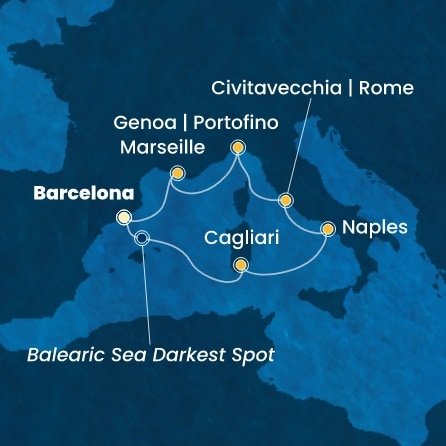 Španělsko, Itálie, Francie z Barcelony na lodi Costa Toscana