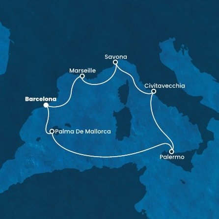 Španělsko, Itálie, Francie z Barcelony na lodi Costa Smeralda
