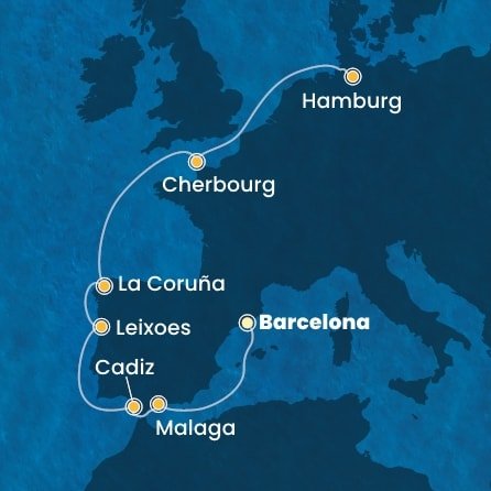 Španělsko, Portugalsko, Francie, Německo z Barcelony na lodi Costa Favolosa