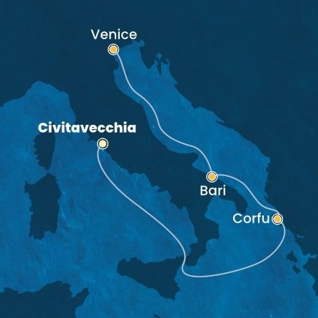 Itálie, Řecko z Civitavecchia na lodi Costa Deliziosa