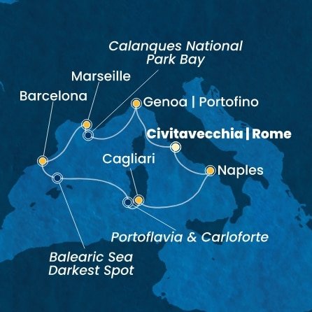Itálie, Francie, Španělsko z Civitavecchia na lodi Costa Smeralda