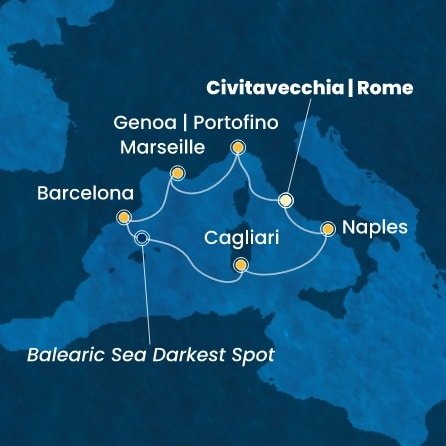 Itálie, Francie, Španělsko z Civitavecchia na lodi Costa Toscana