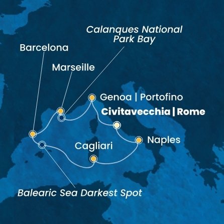 Itálie, Francie, Španělsko z Civitavecchia na lodi Costa Toscana