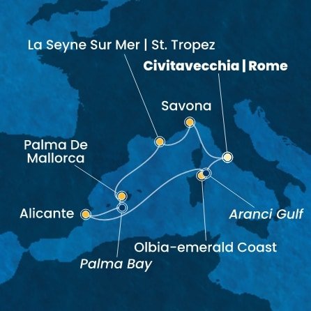 Itálie, Francie, Španělsko z Civitavecchia na lodi Costa Pacifica