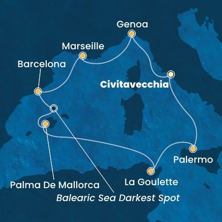 Itálie, Francie, Španělsko, Tunisko z Civitavecchia na lodi Costa Toscana