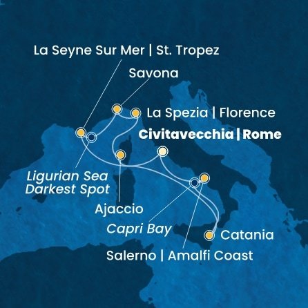 Itálie, Francie z Civitavecchia na lodi Costa Fascinosa