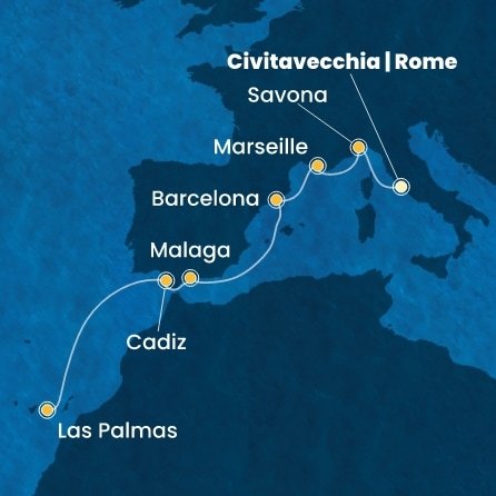 Itálie, Francie, Španělsko z Civitavecchia na lodi Costa Smeralda