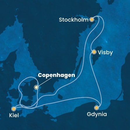 Dánsko, Polsko, Švédsko, Německo z Kodaně na lodi Costa Diadema