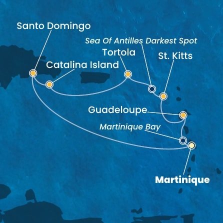 Martinik, Guadeloupe, Svatý Kryštof a Nevis, Britské Panenské ostrovy, Dominikánská republika z Fort-de-France na lodi Costa Favolosa