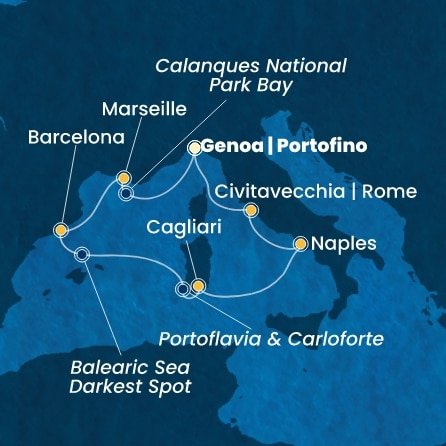 Itálie, Francie, Španělsko z Janova na lodi Costa Smeralda