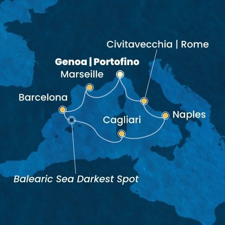 Itálie, Francie, Španělsko z Janova na lodi Costa Toscana