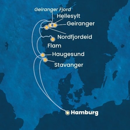 Německo, Norsko z Hamburku na lodi Costa Favolosa