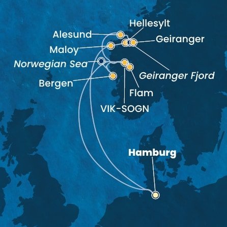 Německo, Norsko z Hamburku na lodi Costa Favolosa