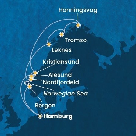 Německo, Norsko z Hamburku na lodi Costa Favolosa