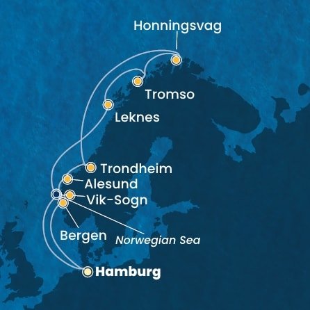 Německo, Norsko z Hamburku na lodi Costa Favolosa