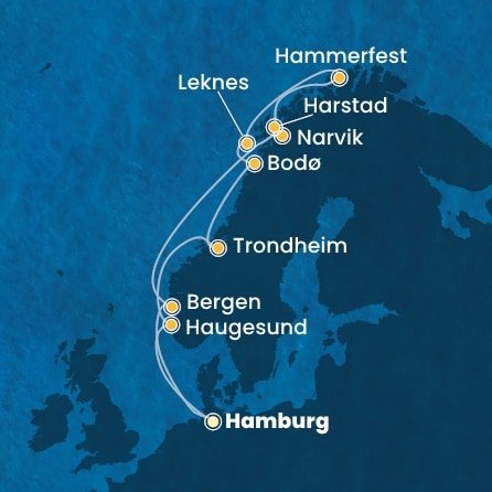 Německo, Norsko z Hamburku na lodi Costa Favolosa