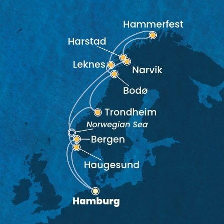 Německo, Norsko z Hamburku na lodi Costa Favolosa