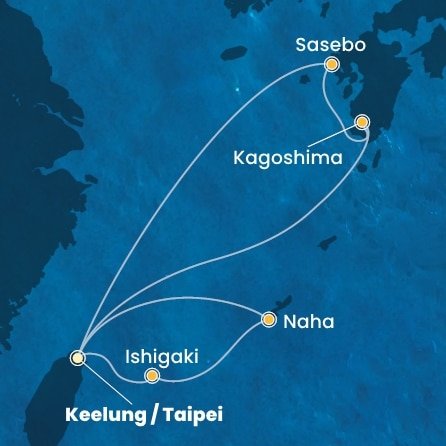 Tchaj-wan, Japonsko z Keelungu (Taipeje) na lodi Costa Serena