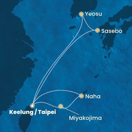 Tchaj-wan, Japonsko, Jižní Korea z Keelungu (Taipeje) na lodi Costa Serena