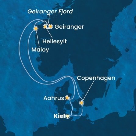 Německo, Dánsko, Norsko z Kielu na lodi Costa Diadema