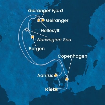 Německo, Dánsko, Norsko z Kielu na lodi Costa Diadema