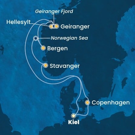 Německo, Dánsko, Norsko z Kielu na lodi Costa Diadema
