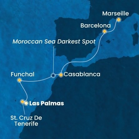 Španělsko, Portugalsko, Maroko, Francie z Las Palmas na lodi Costa Fortuna