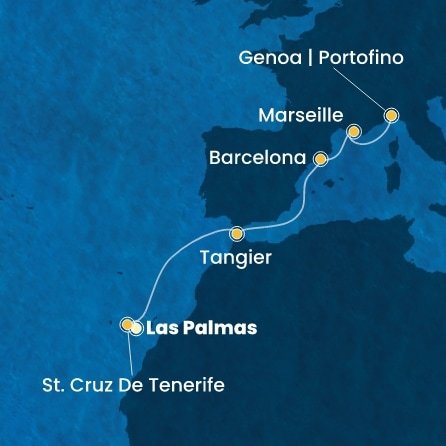 Španělsko, Maroko, Francie, Itálie z Las Palmas na lodi Costa Smeralda