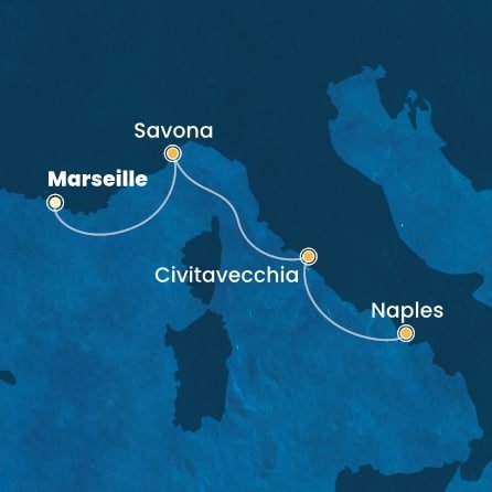 Francie, Itálie z Marseille na lodi Costa Fascinosa