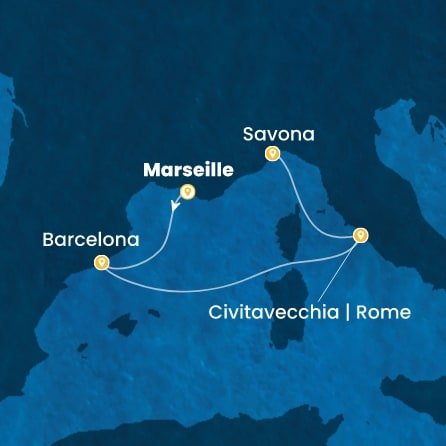 Francie, Španělsko, Itálie z Marseille na lodi Costa Smeralda